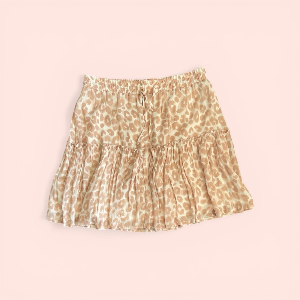 Sanctuary Beige Leopard-Print Tiered Mini Skirt, size M, NWT